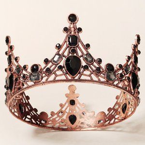 Black Rhinestone Crown Hair Design Accessory